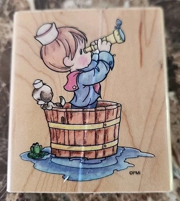 Antigo carimbo de borracha montado Precious Moments olhos em Jesus UV005 MADEVIN EUA 1995 - Imagem 1 de 4