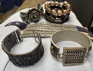 Fashion jewelry bracelet bundle chunky rhinestone brown leather Lucky Brand - Picture 1 of 6