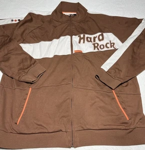 Hard Rock Cafe Chicago Embroidered Zip Jacket Mens XXL Brown Vintage - Picture 1 of 13