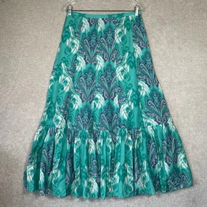 Monsoon Storm Silk blend Maxi Skirt Teal Blue Floral Flare Gypsy Boho Women’s 10 - Picture 1 of 8
