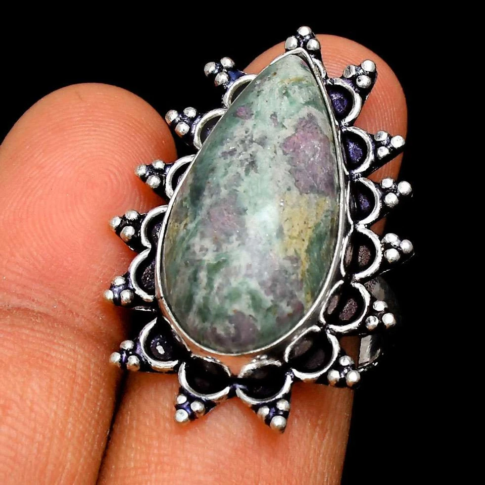 Unkaite Jasper Ethnic Handmade Ring Jewelry US Size-9 IR-7922 - Image 1 of 1