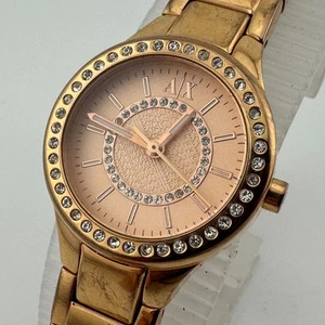 Armani Exchange Quartz Watch Women 50m Rose Gold Steel Analog New Battery 6.25" - Picture 1 of 6