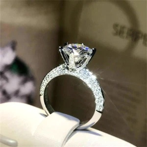 2,20 Kt runder Solitär-Diamant-Verlobungsring, Ehering, massives 14 Kt Weißgold - Bild 1 von 5