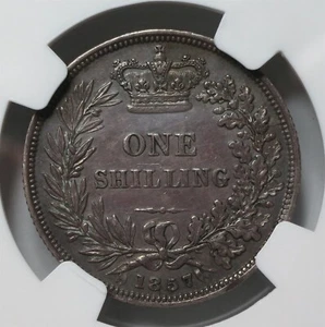 GREAT BRITAIN UK England 1 Shilling 1857 NGC AU Details Victoria Silver Scarce - Picture 1 of 8