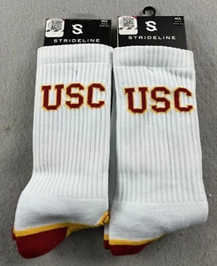 2 PAIRS NCAA Strideline USC Trojans Crew Socks M/L NEW - Picture 1 of 2