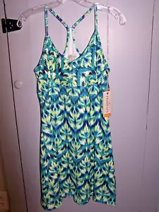 Tehama sportliches bequemes Sommerkleid grün/blau gestreift Stretch Größe Medium BH neu mit Etikett - Bild 1 von 4