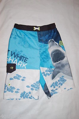 Boys Swim Trunks BLUE w/ GREAT WHITE SHARK Leg Pocket OCEAN PACIFIC Size XXL 18 - Image 1 of 2