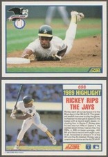 RICKEY HENDERSON 1989 HIGHLIGHT - 1990 SCORE # 698 - OAKLAND A's - HALL OF FAME