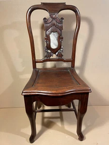 19th Century Chinese Export Huanghuali Side Chair with White Marble Inset - Picture 1 of 12