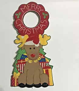 Vtg Jay Franco Christmas Reindeer Door Knob Towel Art - Picture 1 of 9