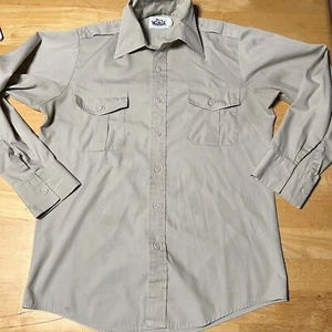 VTG 60s Tag Woolrich Long Sleeve Sz Medium Natural 1593 Safari Outdoors Shirt - Picture 1 of 9