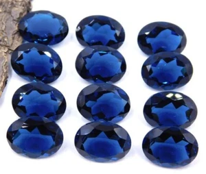 Zaffiro blu coltivato in laboratorio 20 pezzi 8x10 mm ovale sfaccettato per fare gioielli - Foto 1 di 1