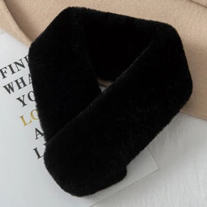 Double Sides Real Rex Rabbit Fur Scarf Neck Collar Scarves Neckerchief Stole - Picture 1 of 18
