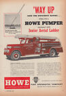 Way Up goes the efficiency Howe Pumper w/ Junior Aerial Ladder ad 1955