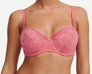New Chantelle C 13B50 Jolie Demi Bra Coralin Size 32B - Picture 1 of 6