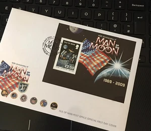 ISLE OF MAN 2009 FDC FIRST DAY COVER 40TH ANNIVERSARY MAN ON THE MOON MINISHEET - Picture 1 of 1