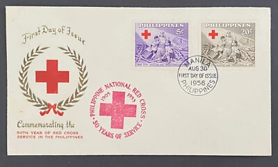 1956 Philippine FDC ( Commemorating The  50th Year Of Red Cross Service ) - Изображение 1 из 2