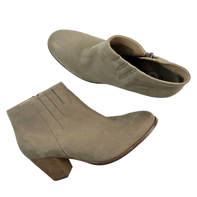 Botines Diba Talla 10 Cuero Suave Botas con Cremallera Tostado Taupe Tacón Bloque Foto 1 de 4