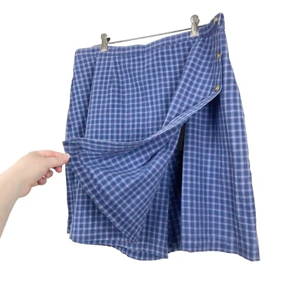 NWT Denim Skort Cabin Creek Faux Wrap Blue Red Check Plaid Y2K Womens 34”-37” W - Изображение 1 из 4