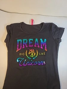 Cute 4 U Girls Dream Big Like Unicorns Multicolor 3D Font T Shirt Size L (14-16) - Picture 1 of 5