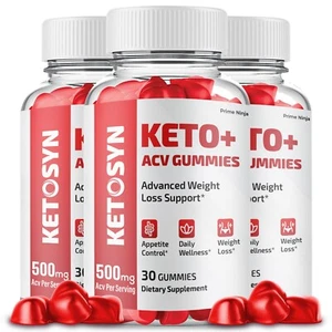 Ketosyn Keto ACV Gummies, Max Strength Formula with Apple Cider Vinegar (3 Pack) - Picture 1 of 7