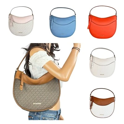 MICHAEL KORS DOVER LARGE HALF MOON SHOULDER HOBO PVC LEATHER BAG - Image 1 of 4