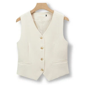 Women's Casual Vest Formal V-neck Waistcoat Sleeveless Jackets Coats Shirts Gift - Picture 1 of 11