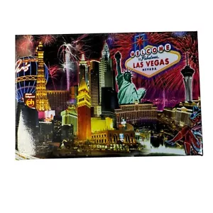 Las Vegas Collage Imán Nevera Recuerdo París Nueva York Estratosfera Veneciana - Imagen 1 de 3