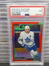 2020-21 O-Pee-Chee OPC Platinum Auston Matthews Red Prism #106/199 PSA 9 MINT