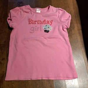 Gymboree Pink BIRTHDAY GIRL Sparkle Cupcake Short Sleeve T-Shirt Top Size 8 - Picture 1 of 3