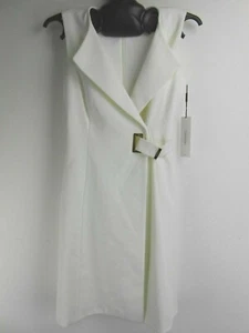 Calvin Klein Woman’s Dress Overlap Size 4 Regular Off White Crepe Line A (L46) - Picture 1 of 12