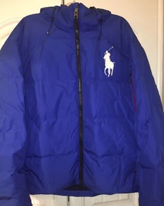 Polo Ralph Lauren Herren Big Pony Kapuze Daunen gefütterte Jacke blau Big Tall 3XLT neu mit Etikett - Bild 1 von 5