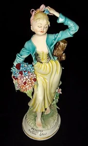 VINTAGE CAPODIMONTE TIZIANO GALLI PRIMAVERA (FEDER) 7 1/4" GROSSE PORZELLANFIGUR - Bild 1 von 12