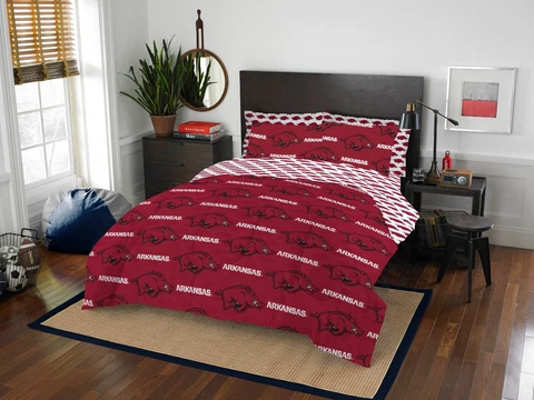 Arkansas Razorbacks Full Bed in a Bag Comforter Set 7 Piece Official NCAA Cover