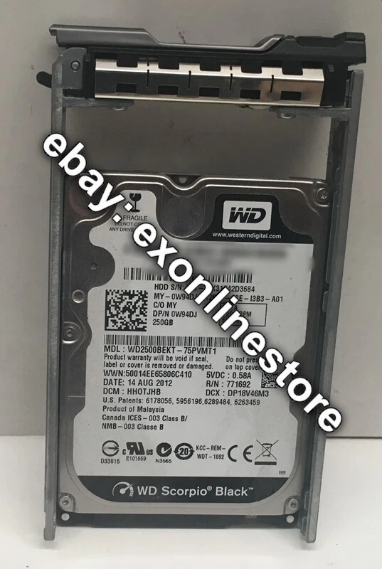 W94DJ - 250GB 7200RPM 2.5" SATA HS HDD DELL MODEL IN TRAY - Image 1 of 1