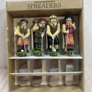 Boston Warehouse Set of 4 Great Gatsby Golfer Spreaders Vintage Sport Retro Gift - Picture 1 of 6