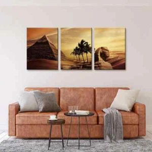 3pcs Sphinx & Pyramids Sunset Ancient Egypt Metal Print Ready to Hang Art - Picture 1 of 7