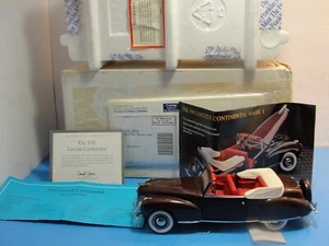Franklin Mint 1941 Lincoln Continental Burgundy Tan 1/24 Scale Diecast Paperwork - Picture 1 of 9