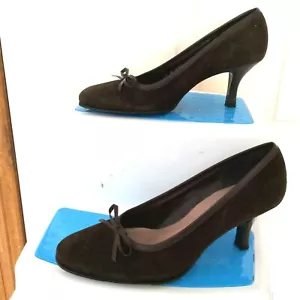 Sandler Women's Designer Luxury Suede Bow Pump Heel Comfort Shoe Size 7.5 - Picture 1 of 12
