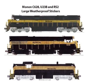 Monon C628, U23B and RS2   3 Large 2.5"x8-10" Stickers Andy Fletcher - Picture 1 of 1