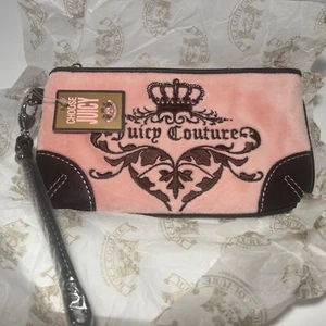 Retro Juicy Couture Some Girls Have All The Juicy Pink Velour Wristlet Pouch - Picture 1 of 7