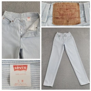 Vintage Levi's 501 Jeans Women's 23x30 Blue Hickory Stripe Sz 5 Made In USA 1992 - Picture 1 of 23