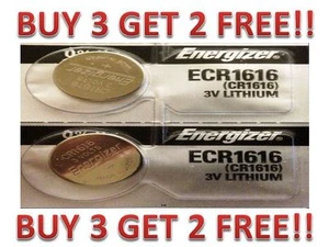 Energizer ECR1616 CR 1616 (2 piece) Lithium 3V Battery New BUY 3 GET 2 FREE!!  - Picture 1 of 2