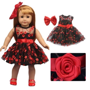 Moda Gasa Falda Flor Vestido y Lazo Hecho para 18'' American Girl Muñeca Ropa - Imagen 1 de 5