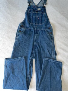 HISEA Mens 30 X 30 Denim Bib Overalls Carpenter Workwear Dungarees Tool Pocket - Picture 1 of 16