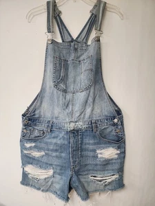 American Eagle Bib Overall Shortall Shorts Distressed 100% Cotton XL - Picture 1 of 7