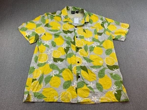 Mad Engine Lemon Lime Button Up Shirt Mens XL Yellow Green Hawaiian Style Fun - Picture 1 of 15