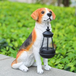 Solar Dog Statue Outdoor Decor - Beagle Dog Statue With Solar Lights for Pati... - Picture 1 of 7