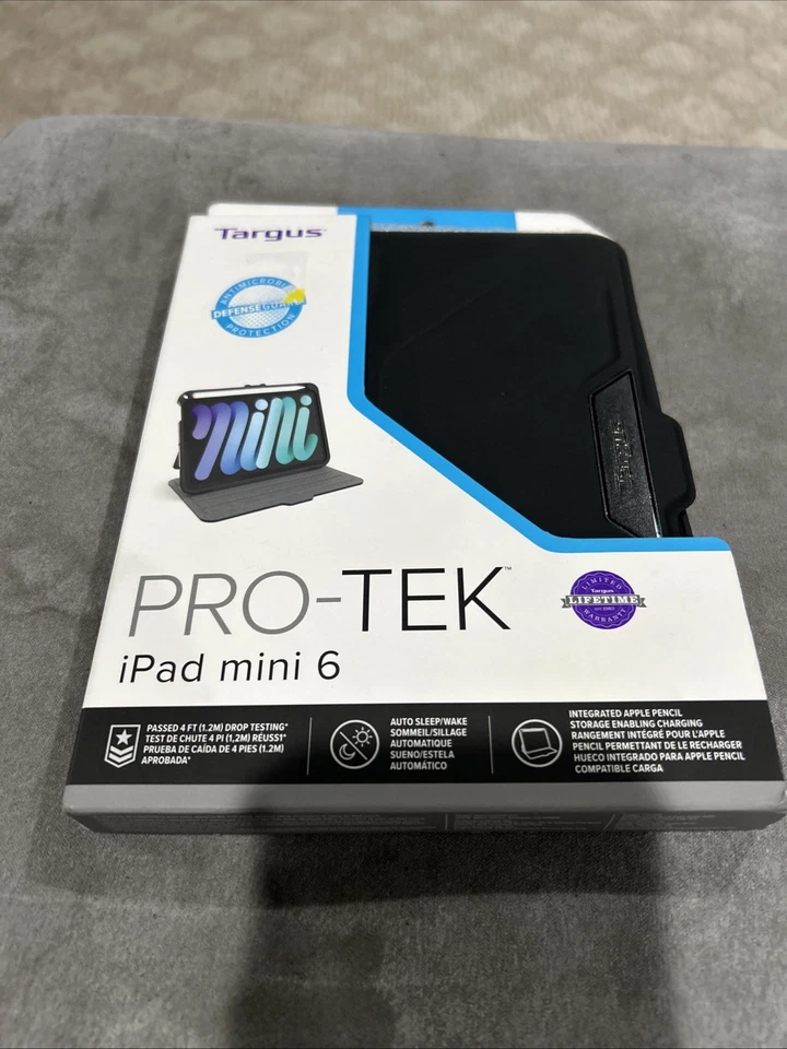 New Targus Pro-Tek For IPad Mini 6 Case Black THZ911US Antimicrobial Protection - Image 1 of 2