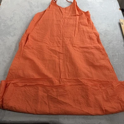 Maxi Vestido COS Gather Lino Columpio Midi Para Mujer Talla L Sin Mangas Corbata Correa Naranja Foto 1 de 4